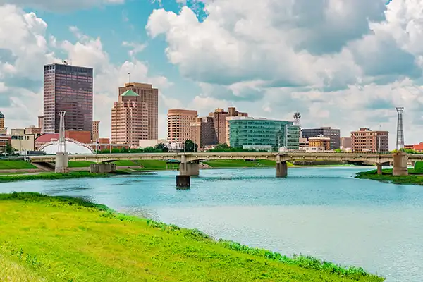 Dayton, Ohio skyline and river